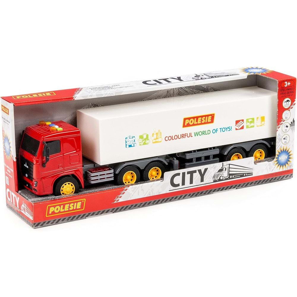 Polesie City2 Sürtmeli Tır Işıklı Ve Sesli Kırmızı Kabin Kutuda