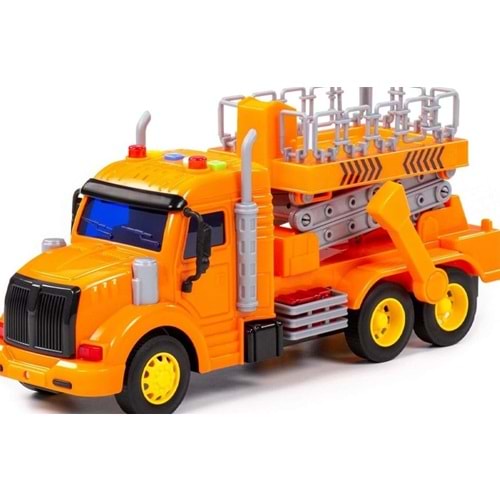 Polesie Profi Sürtmeli Asansörlü Kamyon Işıklı Ve Sesli Turuncu Kutuda