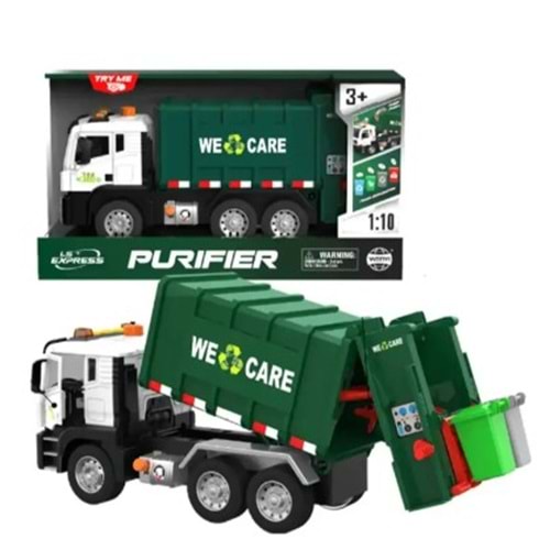 CEREN SESLİ VE PİLLİ ÇÖP KAMYONU YEŞİL 1:10