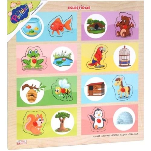 ONYIL TOYS AHŞAP TUTMALI EŞLEŞTİRME HANGİ HAYVAN NEREDE YAŞAR