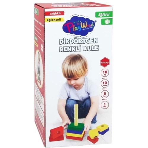 ONYIL TOYS AHŞAP DİKDÖRTGEN RENKLİ KULE