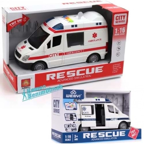 VARDEM 1:16 SURTMELI SESLI ISIKLI AMBULANS VE POLIS