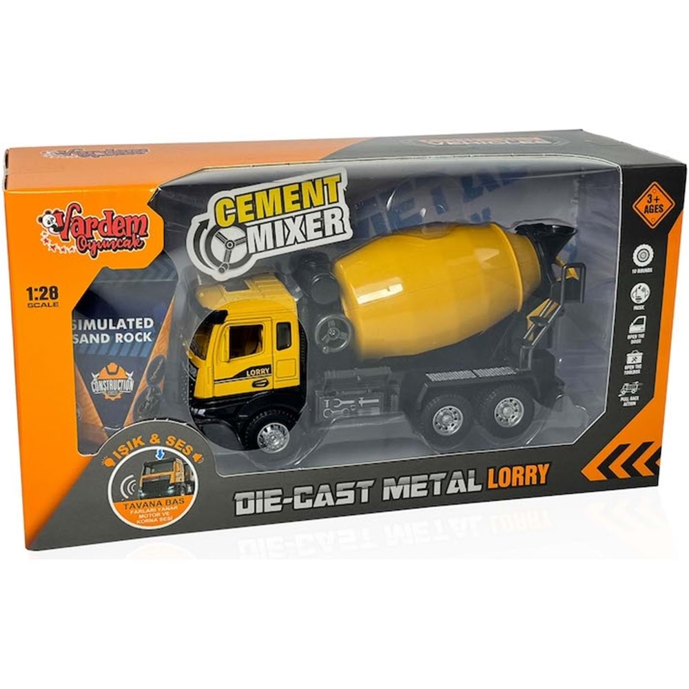 VARDEM KUTULU CEK BIRAK 1:28 SESLI EXCAVATOR MIKSER